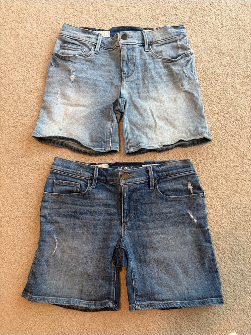 LOFT Jean short bundle. Light & Medium color cotton Denim Shorts Duo in size 25